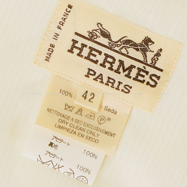 [Pre-loved] HERMES Vests Vintage Button A PROPOS DE BOTTES Ivory/Blue Silk100% #42[LIKE NEW][Authentic]