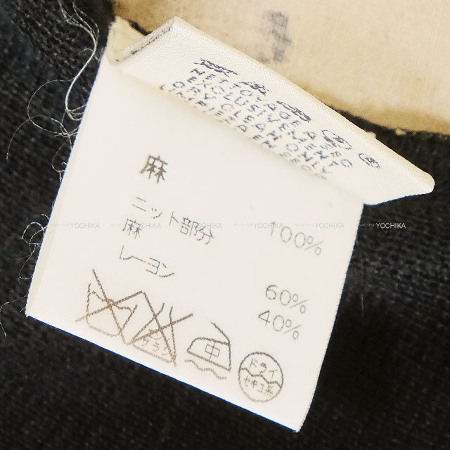 [Pre-loved] HERMES Knit Vintage Short Sleeve CAVALERIA FRANCAISE Marine/Beige Linen #L[LIKE NEW][Authentic]
