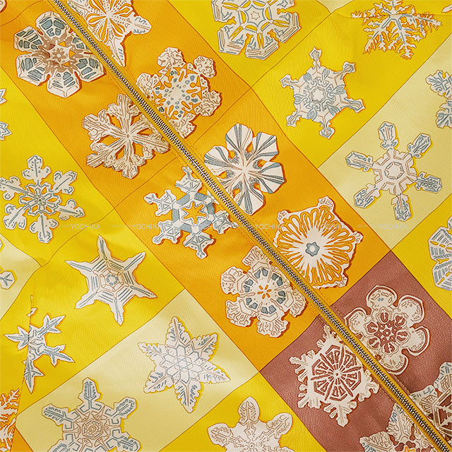 [Pre-loved] HERMES Vests Vintage Quilted Pocket Zip FEUX DE L’HIVER Margiela Era Jaune Silk100% #38 Silver HW[LIKE NEW][Authentic]