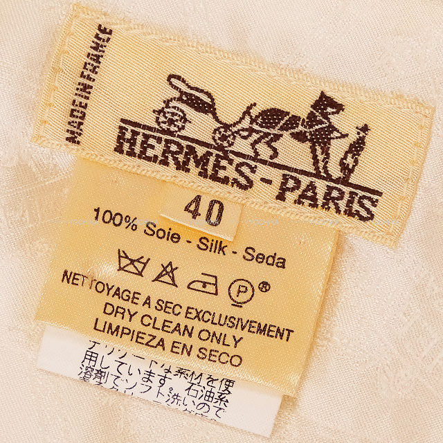 [Pre-loved] HERMES Vests Vintage Pocket Mont Saint Michel Button Multicolor Silk100% #40 Gold HW[LIKE NEW][Authentic]