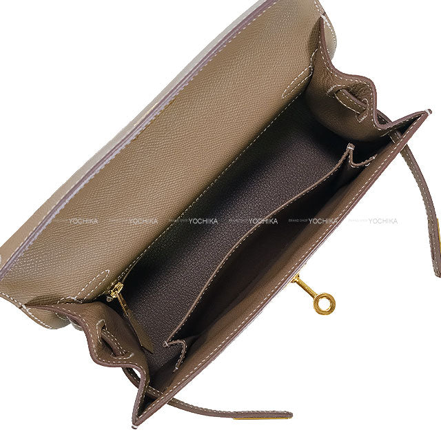 [Pre-loved] HERMES Shoulder bag Kelly25 Sellier Etoupe Veau Epsom Gold HW Stamp B[LIKE NEW][Authentic]