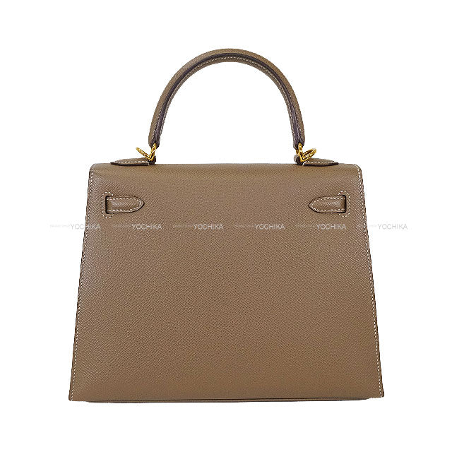[Pre-loved] HERMES Shoulder bag Kelly25 Sellier Etoupe Veau Epsom Gold HW Stamp B[LIKE NEW][Authentic]