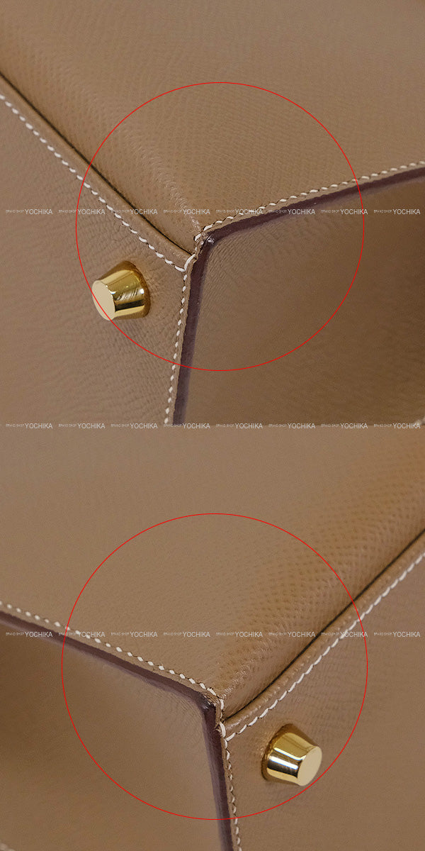 [Pre-loved] HERMES Shoulder bag Kelly25 Sellier Etoupe Veau Epsom Gold HW Stamp B[LIKE NEW][Authentic]
