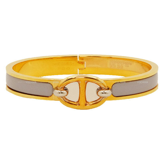 HERMES bracelet Bangle Mini Click PM Chaine D'ancre Gris Gold Plated Silver HW 209000F04G[EXCELLENT][Authentic]