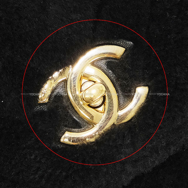 [Pre-loved] CHANEL Shoulder bag Matelasse Quilted Chain COCO Mark Houndstooth Noir (Black)/Blanc (White) Shearling Gold HW[LIKE NEW][Authentic]