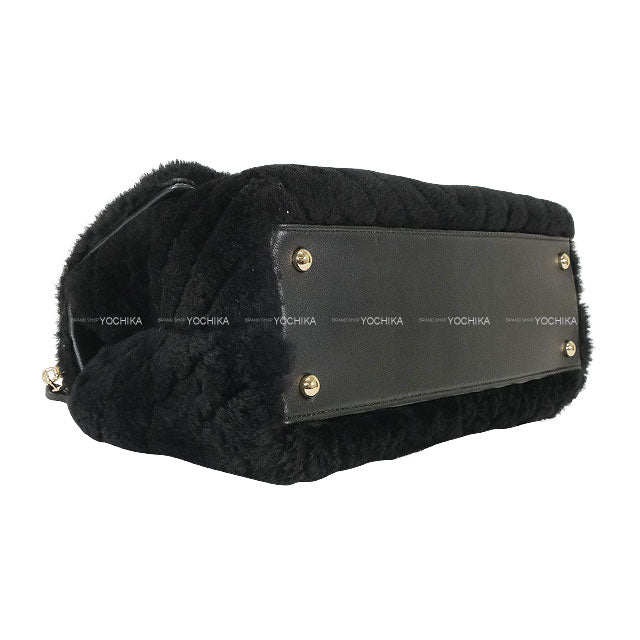 [Pre-loved] CHANEL Shoulder bag COCO Handle Chevron Stitch Medium Flap Noir (Black) Mouton Gold HW[LIKE NEW][Authentic]