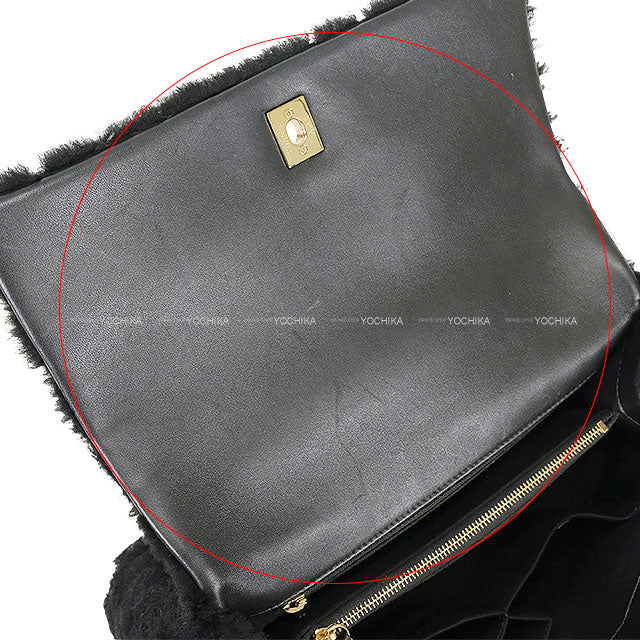 [Pre-loved] CHANEL Shoulder bag COCO Handle Chevron Stitch Medium Flap Noir (Black) Mouton Gold HW[LIKE NEW][Authentic]