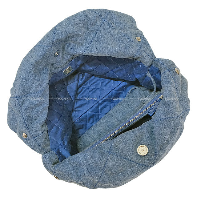 CHANEL Handbag Chanel 22 Matelasse Hobo Medal Charm Blue Denim/Studs Silver HW AS3260[EXCELLENT][Authentic]