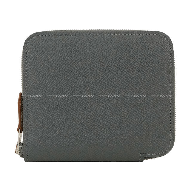 HERMES Bi-fold wallet Azap Silk'in Compact CAVALLO FRENATO Ardoise/Blue brume Veau Epsom Silver HW Stamp K[BRAND NEW][Authentic]