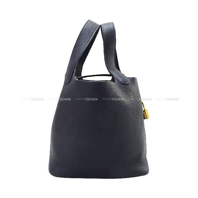 [Pre-loved] HERMES Handbag Picotin Lock 18 PM Bleu Nuit Taurillon Clemence Gold HW Stamp Y[LIKE NEW][Authentic]