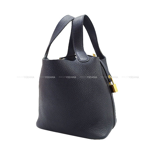 [Pre-loved] HERMES Handbag Picotin Lock 18 PM Bleu Nuit Taurillon Clemence Gold HW Stamp Y[LIKE NEW][Authentic]