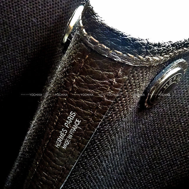 HERMES tote bag Garden Party 30 TPM Ebene/Vert Bronze Toile Militaire/Veau Negonda Silver HW Stamp K[BRAND NEW][Authentic]