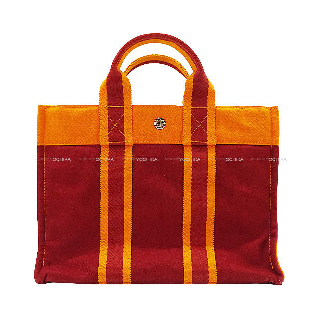 [Pre-loved] 2002 Limited HERMES tote bag Fourre-tout PM Hawaii French Festival Limited Rouge H/Orange Cotton Canvas Silver HW[LIKE NEW][Authentic]