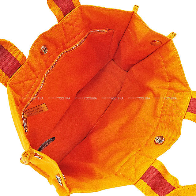 [Pre-loved] 2002 Limited HERMES tote bag Fourre-tout PM Hawaii French Festival Limited Rouge H/Orange Cotton Canvas Silver HW[LIKE NEW][Authentic]