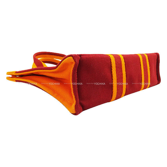 [Pre-loved] 2002 Limited HERMES tote bag Fourre-tout PM Hawaii French Festival Limited Rouge H/Orange Cotton Canvas Silver HW[LIKE NEW][Authentic]