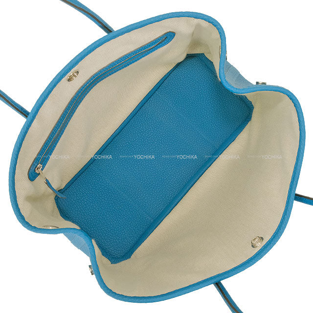 [Pre-loved] HERMES tote bag Garden Party 30 TPM All Leather Bleu Izmir Veau Negonda Silver HW Stamp C[LIKE NEW][Authentic]