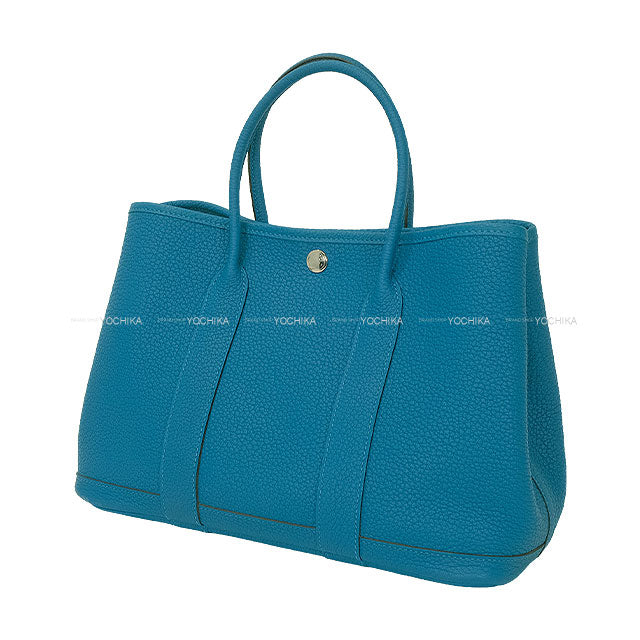 [Pre-loved] HERMES tote bag Garden Party 30 TPM All Leather Bleu Izmir Veau Negonda Silver HW Stamp C[LIKE NEW][Authentic]