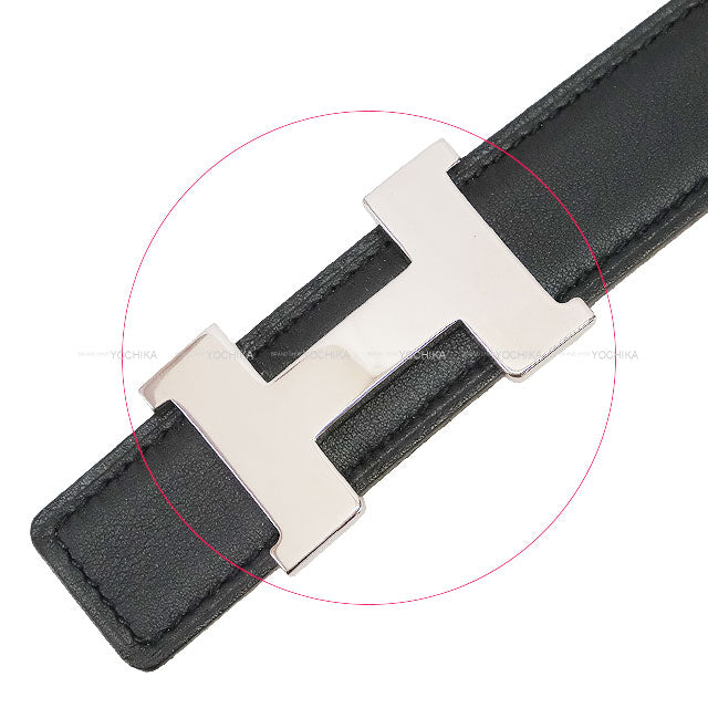 [Pre-loved] HERMES belt Constance mini 24 Reversible H Belt Noir (Black)/Gold Veau Swift/Veau Epsom Silver HW Stamp D[LIKE NEW][Authentic]