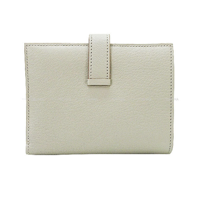 HERMES Bi-fold wallet Bearn Compact Gris Perle Chevre Mysore Silver HW Stamp W[BRAND NEW][Authentic]