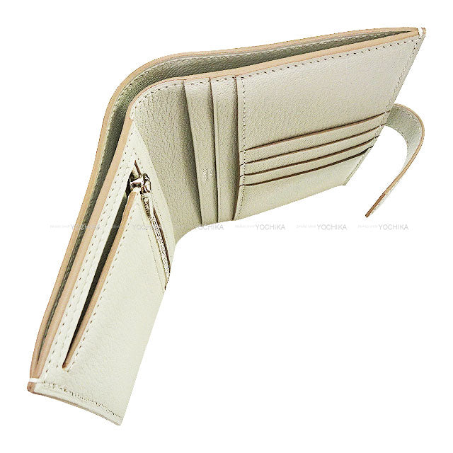 HERMES Bi-fold wallet Bearn Compact Gris Perle Chevre Mysore Silver HW Stamp W[BRAND NEW][Authentic]