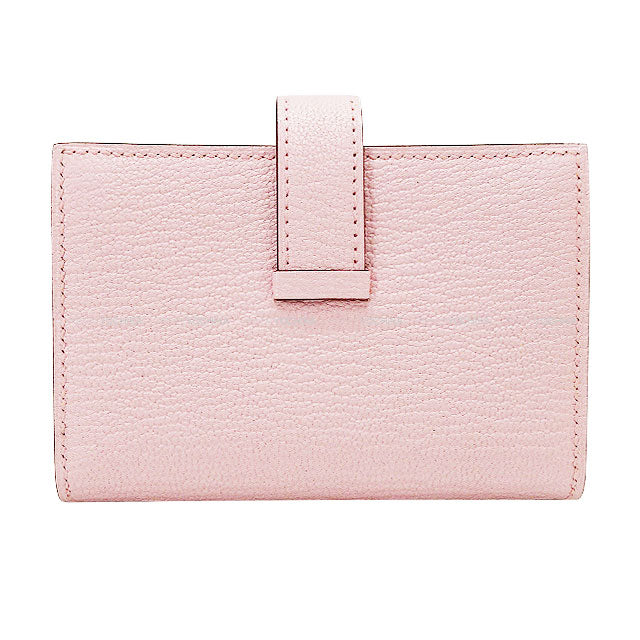 HERMES Bi-fold wallet Bearn Mini Card holder With Coin purse Rose Darling Chevre Mysore Silver HW Stamp W[BRAND NEW][Authentic]