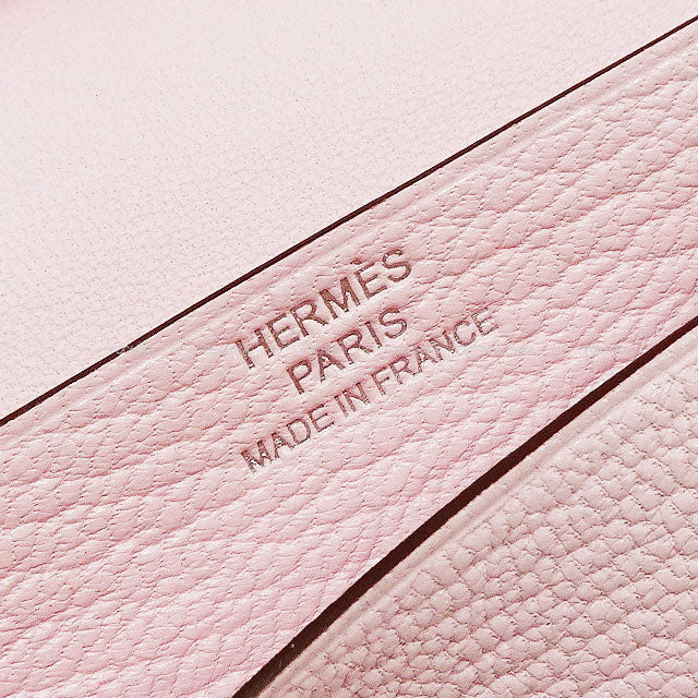 HERMES Bi-fold wallet Bearn Mini Card holder With Coin purse Rose Darling Chevre Mysore Silver HW Stamp W[BRAND NEW][Authentic]