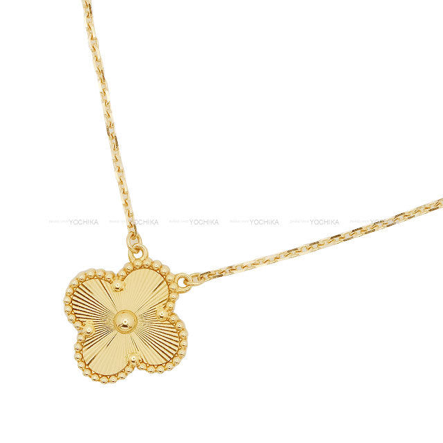 Van Cleef & Arpels necklace Vintage Alhambra Pendant Guilloched Gold K18YG VCARP4KL00[EXCELLENT][Authentic]