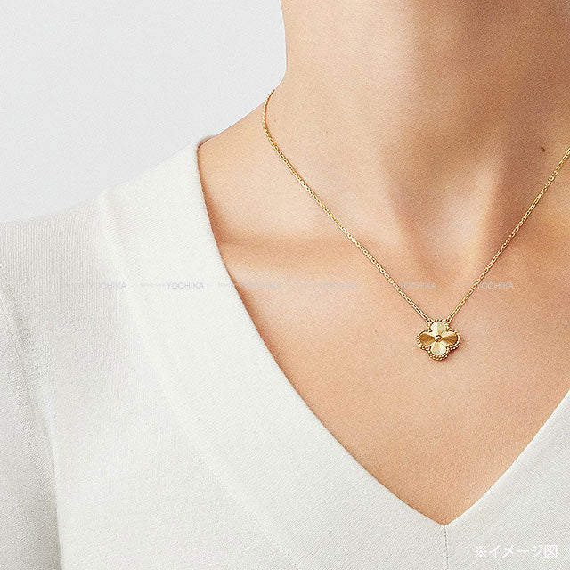 Van Cleef & Arpels necklace Vintage Alhambra Pendant Guilloched Gold K18YG VCARP4KL00[EXCELLENT][Authentic]