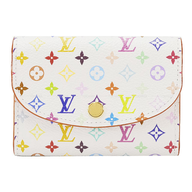 LOUIS VUITTON change purse LV×TM Card Case Takashi Murakami Portemonnaie Rosalie Blanc (White) Multi color Monogram Canvas Gold HW M13399[EXCELLENT][Authentic]