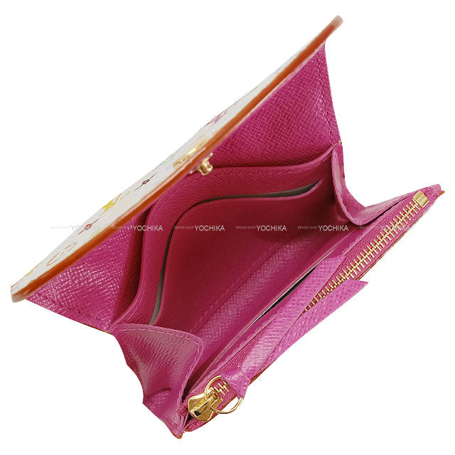 LOUIS VUITTON change purse LV×TM Card Case Takashi Murakami Portemonnaie Rosalie Blanc (White) Multi color Monogram Canvas Gold HW M13399[EXCELLENT][Authentic]