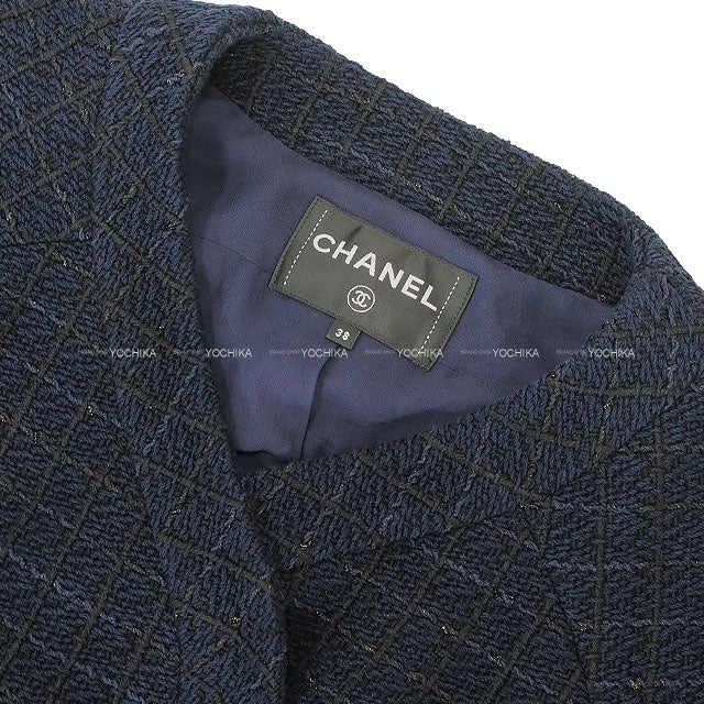 CHANEL Plainly colored jacket 23P Coco Button Navy/Noir (Black) Cotton/Acrylic/Viscose #38 P74417[EXCELLENT][Authentic]