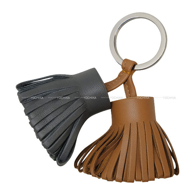 HERMES key ring Carmen Unodos Gold/Ardoise Agneau Milo Silver HW[BRAND NEW][Authentic]