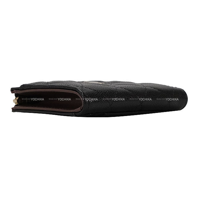 CHANEL card holder Fragment Mini Case Matelasse Coco Mark 3pocket Noir (Black)/Bordeaux Graind Calf(Caviarskin) Champagne Gold HW AP4893[BRAND NEW][Authentic]