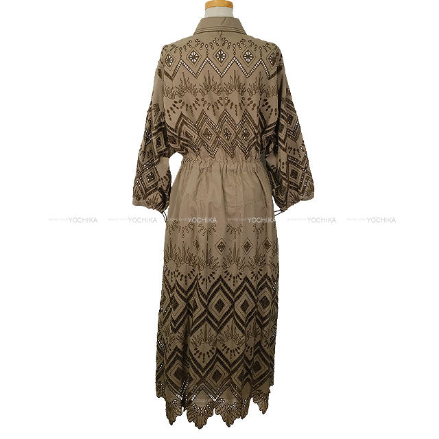 HERMES One‐piece dress Dress ROBE PRAIRIE BRODEEMarron/Taupe Cotton100% #34[BRAND NEW][Authentic]