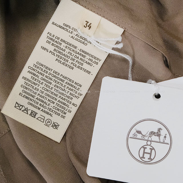 HERMES One‐piece dress Dress ROBE PRAIRIE BRODEE Marron/Taupe Cotton100% #34[BRAND NEW][Authentic]