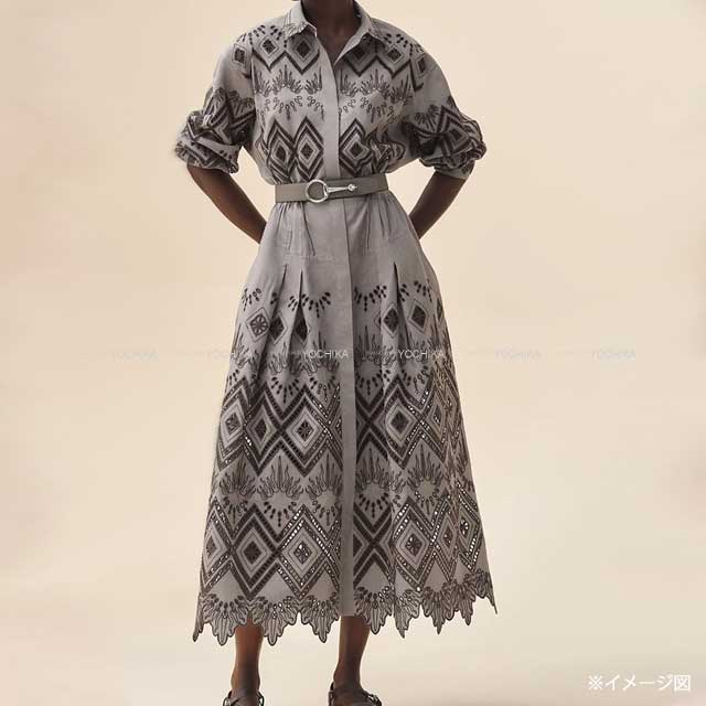 HERMES One‐piece dress Dress ROBE PRAIRIE BRODEEMarron/Taupe Cotton100% #34[BRAND NEW][Authentic]