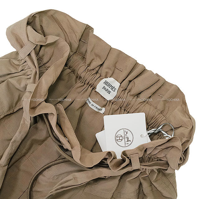 HERMES skirt JUPE AMPLE BRODEEMarron/Taupe Cotton100% #34[BRAND NEW][Authentic]