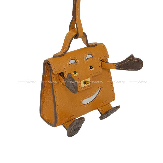 HERMES bag charm Kelly Doll Quelle Idole Gold/Nata/Chocolat Veau Tadelakt Gold HW Stamp B[EXCELLENT][Authentic]