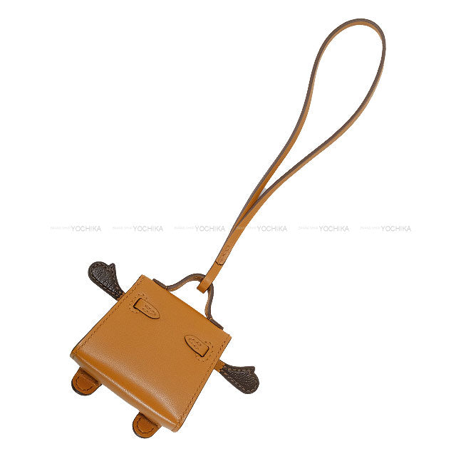HERMES bag charm Kelly Doll Quelle Idole Gold/Nata/Chocolat Veau Tadelakt Gold HW Stamp B[EXCELLENT][Authentic]