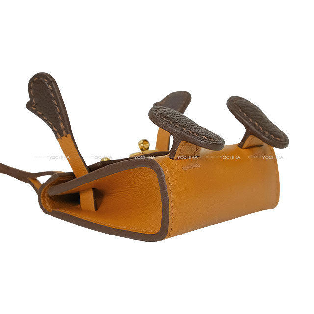 HERMES bag charm Kelly Doll Quelle Idole Gold/Nata/Chocolat Veau Tadelakt Gold HW Stamp B[EXCELLENT][Authentic]