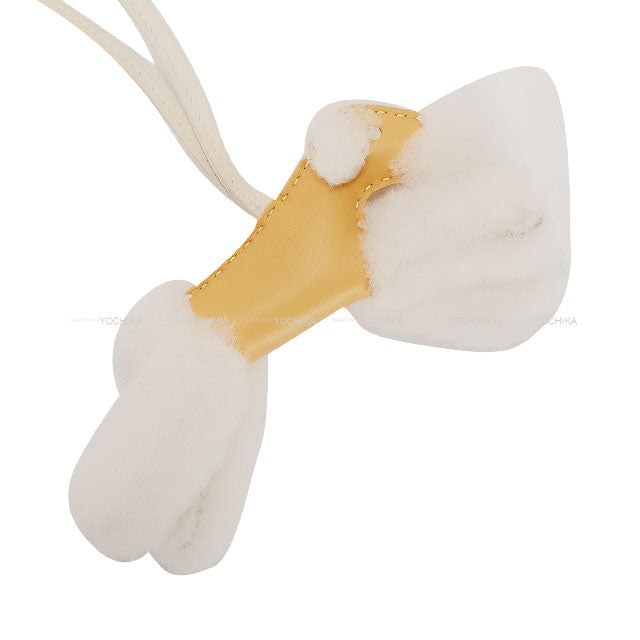 HERMES bag charm Buddy Dog Paille/Craie/Natural Agneau Milo Mouton Stamp K[BRAND NEW][Authentic]