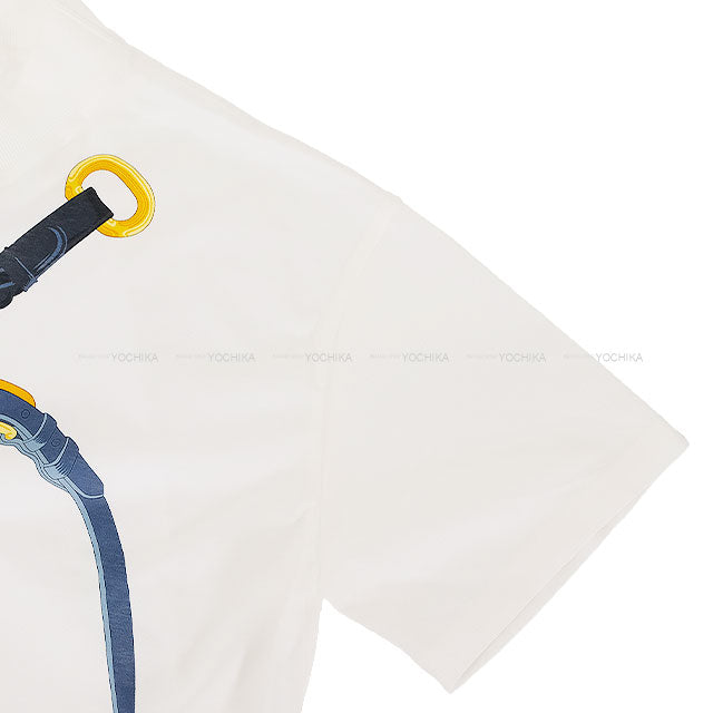 HERMES Short sleeve t shirt plus coaching remix pano Blanc (White) Cotton100% #36[EXCELLENT][Authentic]