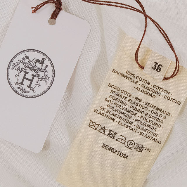 HERMES Short sleeve t shirt plus coaching remix pano Blanc (White) Cotton100% #36[EXCELLENT][Authentic]