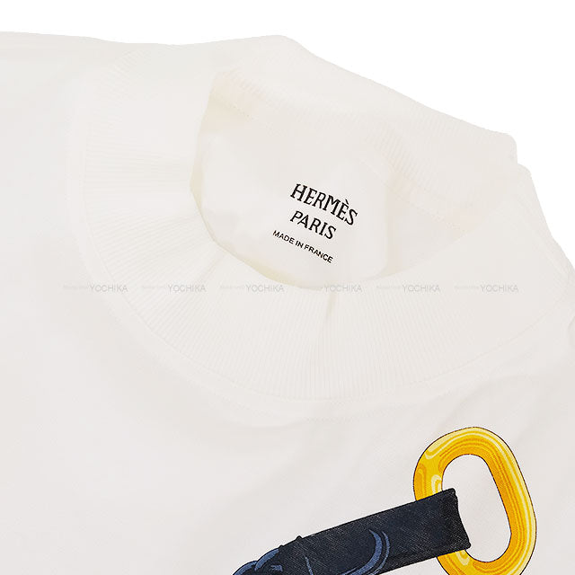 HERMES Short sleeve t shirt plus coaching remix pano Blanc (White) Cotton100% #36[EXCELLENT][Authentic]