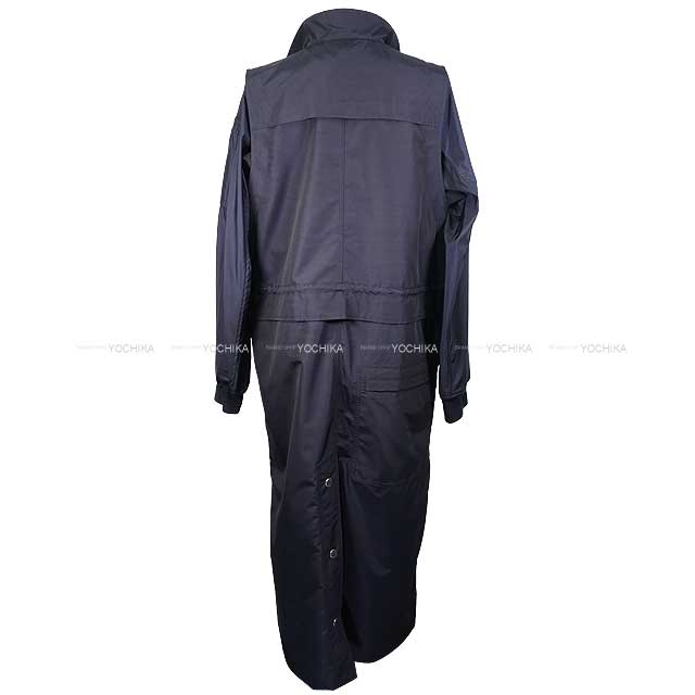 HERMES Blouson Ladies Long 2Way Twinset Navy Wool/Nylon/Silk/Polyurethane #36 5E0117DLBLOUSON[EXCELLENT][Authentic]