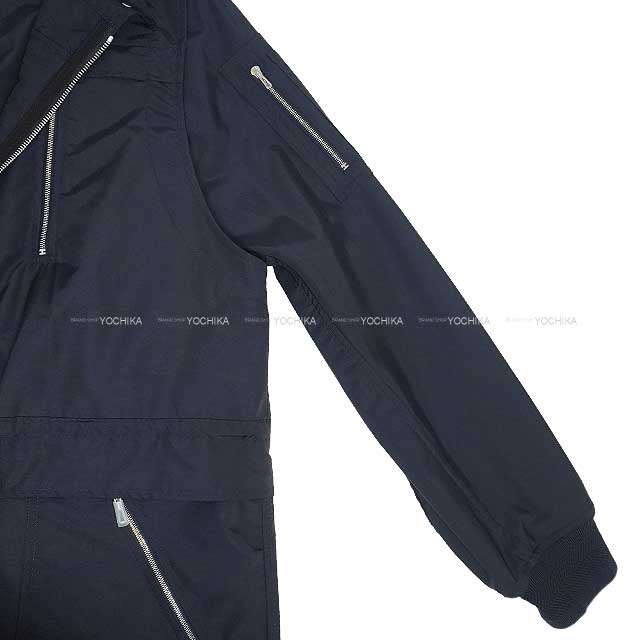 HERMES Blouson Ladies Long 2Way Twinset Navy Wool/Nylon/Silk/Polyurethane #36 5E0117DLBLOUSON[EXCELLENT][Authentic]