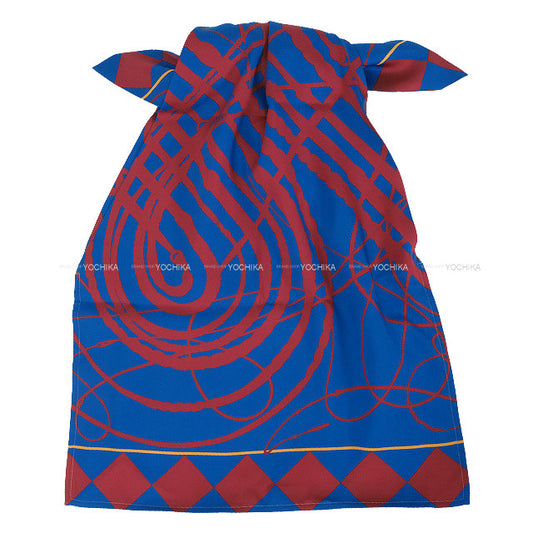 HERMES Petit H Furoshiki GM Marine/Bordeaux Silk[BRAND NEW][Authentic]