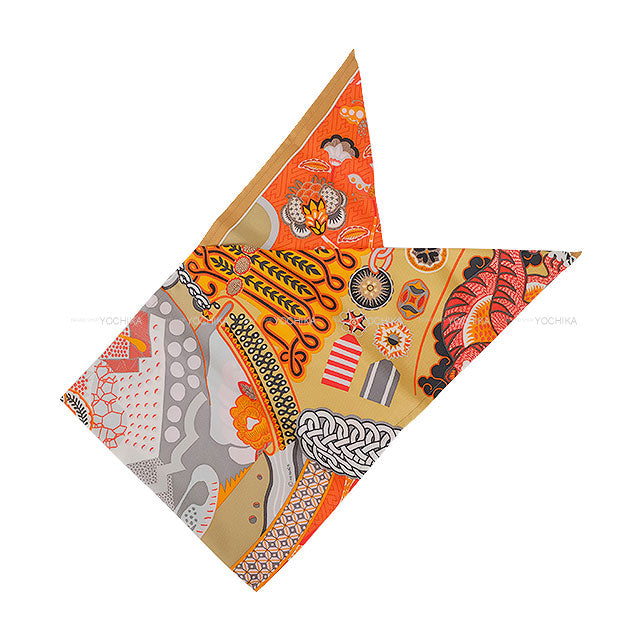 HERMES Handbag Petit H Furoshiki PM Duo Cosmic Orange/Multicolor Silk100%[BRAND NEW][Authentic]