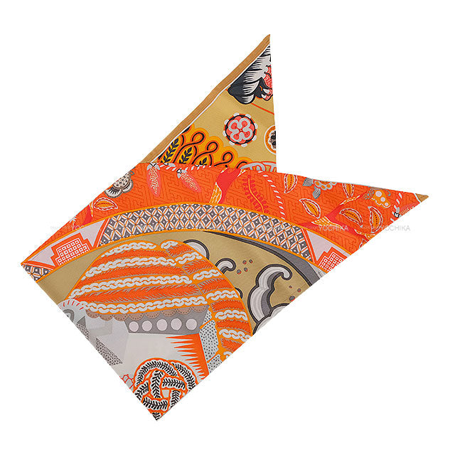 HERMES Handbag Petit H Furoshiki PM Duo Cosmic Orange/Multicolor Silk100%[BRAND NEW][Authentic]