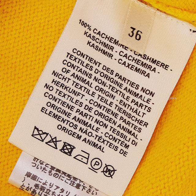 HERMES Cardigan Ladies Long Sellier Button Jaune Cashmere #36[BRAND NEW][Authentic]